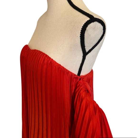 Express Red Pleated Dress - Picture 3 of 7
